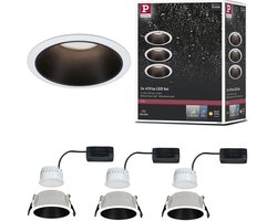 LED-inbouwlamp 3-Step-Dim Cole Coin Set van 3 IP44 rond 88mm Coin 3x6W 3x470lm 230V dimbaar 2700K Wit, Zwart mat