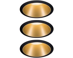 LED-inbouwlamp 3-Step-Dim Cole Coin Set van 3 IP44 rond 88mm Coin 3x6W 3x470lm 230V dimbaar 2700K Zwart, Goud mat