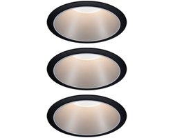 LED-inbouwlamp 3-Step-Dim Cole Coin Set van 3 IP44 rond 88mm Coin 3x6W 3x470lm 230V dimbaar 2700K Zwart, Zilver mat