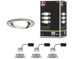 LED-inbouwlamp 3-Step-Dim Nova Coin Basisset zwenkbaar rond 84 mm 50° Coin 3x6W 3x470lm 230V dimbaar 2700K Staal geborsteld