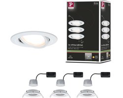 LED-inbouwlamp 3-Step-Dim Nova Coin Basisset zwenkbaar rond 84 mm 50° Coin 3x6W 3x470lm 230V dimbaar 2700K Wit mat