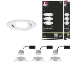 LED-inbouwlamp 3-Step-Dim Nova Coin Basisset zwenkbaar rond 84mm 50° Coin 3x6W 3x470lm 230V dimbaar 2700K Wit mat