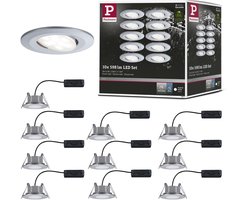 LED-inbouwlamp Calla Basisset zwenkbaar IP65 rond 90mm 30° 10x5,2W 10x460lm 230V dimbaar 4000K Chroom mat