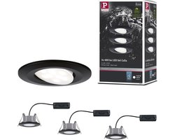 LED-inbouwlamp Calla Basisset zwenkbaar IP65 rond 90mm 3x6W 3x530lm 230V 4000K Zwart mat