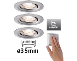 LED-inbouwlamp Easy Dim Nova Mini Plus Coin Basisset zwenkbaar rond 66mm 15° Coin 3x4,2W 3x300lm 230V dimbaar 2700K Staal geborsteld