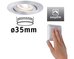 LED-inbouwlamp Easy Dim Nova Mini Plus Coin Enkele lamp zwenkbaar rond 66 mm 15° Coin 4,2W 300lm 230V dimbaar 2700K Alu