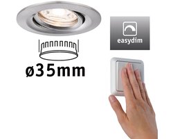 LED-inbouwlamp Easy Dim Nova Mini Plus Coin Enkele lamp zwenkbaar rond 66 mm 15° Coin 4,2W 300lm 230V dimbaar 2700K Staal geborsteld