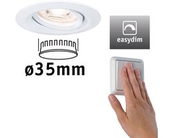 LED-inbouwlamp Easy Dim Nova Mini Plus Coin Enkele lamp zwenkbaar rond 66 mm 15° Coin 4,2W 300lm 230V dimbaar 2700K Wit mat