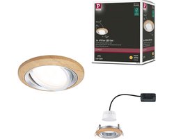 LED-inbouwlamp Lanati Losse spot rond 84mm 30° Coin 6W 470lm 230V 2700K Geoliede eikenkleur, Alu gedraaid