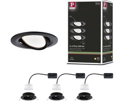 LED-inbouwlamp Nova Coin Basisset zwenkbaar rond 84mm 50° Coin 3x6W 3x470lm 230V 2700K Zwart mat