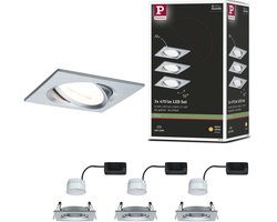 LED-inbouwlamp Nova Coin Set van 3 zwenkbaar hoekig 84x84 mm 50° Coin 3x6W 3x470lm 230V 2700K Alu gedraaid