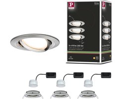 LED-inbouwlamp Nova Coin Set van 3 zwenkbaar rond 84 mm 50° Coin 3x6W 3x470lm 230V 2700K Staal geborsteld