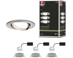 LED-inbouwlamp Nova Coin Set van 3 zwenkbaar rond 84mm 50° Coin 3x6W 3x470lm 230V 2700K Staal geborsteld