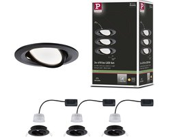 LED-inbouwlamp Nova Coin zwenkbaar rond 84mm 50° Coin 3x6W 3x470lm 230V dimbaar 2700K Zwart mat