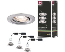 LED-inbouwlamp Nova Mini Coin Basisset zwenkbaar rond 66 mm 15° Coin 3x4W 3x310lm 230V 2700K Staal geborsteld