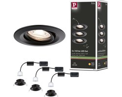 LED-inbouwlamp Nova Mini Coin Basisset zwenkbaar rond 66mm 15° Coin 3x4W 3x310lm 230V 2700K Zwart mat