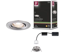 LED-inbouwlamp Nova Mini Coin Enkele lamp zwenkbaar rond 66 mm 15° Coin 4W 310lm 230V 2700K Staal geborsteld