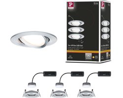 LED-inbouwlamp Nova Plus Coin Basisset zwenkbaar rond 84 mm 50° Coin 3x6W 3x470lm 230V dimbaar 2700K Alu gedraaid