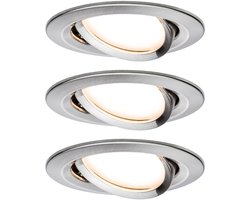 LED-inbouwlamp Nova Plus Coin Basisset zwenkbaar rond 84mm 50° Coin 3x6W 3x470lm 230V dimbaar 2700K Staal geborsteld