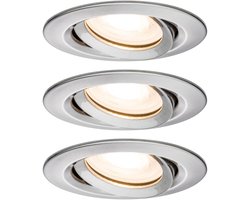 LED-inbouwlamp Nova Plus Set van 3 zwenkbaar IP65 rond 93mm 30° GU10 3x7W 3x460lm 230V dimbaar 2700K Staal geborsteld