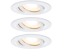 LED-inbouwlamp Nova Plus Set van 3 zwenkbaar IP65 rond 93mm 30° GU10 3x7W 3x460lm 230V dimbaar 2700K Wit mat