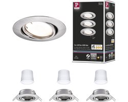 LED-inbouwlamp Smart Home Zigbee 3.0 Base Coin Basisset zwenkbaar rond 90 mm 20° Coin 3x4,9W 3x430lm 230V dimbaar 3000K Staal geborsteld
