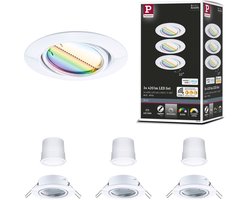 LED-inbouwlamp Smart Home Zigbee 3.0 Base Coin Basisset zwenkbaar rond 90mm 20° Coin 3x4,9W 3x420lm 230V dimbaar RGBW+ Wit