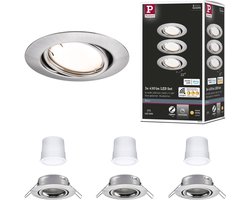 LED-inbouwlamp Smart Home Zigbee 3.0 Base Coin Basisset zwenkbaar rond 90mm 20° Coin 3x4,9W 3x430lm 230V dimbaar 3000K Staal geborsteld