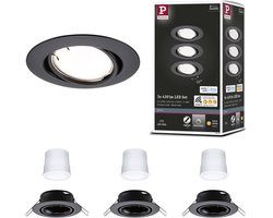 LED-inbouwlamp Smart Home Zigbee 3.0 Base Coin Basisset zwenkbaar rond 90mm 20° Coin 3x4,9W 3x430lm 230V dimbaar 3000K Zwart mat