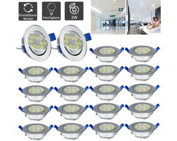 LED-inbouwspot 230V platte inbouwlamp set van 20 stuks 3W badkamerlamp inbouwspot aluminium mini plafondspot voor woonkamer slaapkamer en keuken 20x3W koud wit
