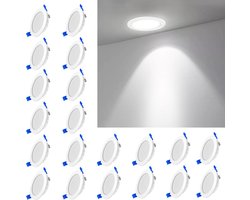 LED-inbouwspot 230V platte inbouwlamp set van 20 stuks 5W badkamerlamp inbouwspot aluminium mini plafondspot voor woonkamer slaapkamer en keuken 20x5W koud wit