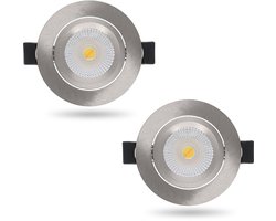 LED Inbouwspot Slim-Fit 5W | Dimbaar | Zilver | Dim to Warm (DTW) | Inbouw LED Spot Rond – Energiezuinig & Warm Licht ( 2 Stuks)