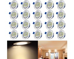 LED-inbouwspots 230V platte inbouwlampen set van 20 stuks 3W badkamerlamp inbouwspot aluminium mini plafondspot voor woonkamer slaapkamer en keuken 20x3W warm wit
