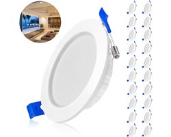 LED-inbouwspots 230V platte inbouwlampen set van 20 stuks 5W badkamerlamp inbouwspot aluminium mini plafondspot voor woonkamer slaapkamer en keuken 20x5W warm wit