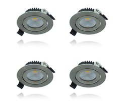 LED Inbouwspots 4 stuks - Downlighters - Slim-fit - 5W - Dimbaar - Warm Wit (2700k) - Zilver - 70 Lumen - Exclusief stekker - Energiezuinig - Badkamer - Woonkamer - LED Verlichting