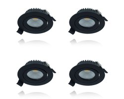 LED Inbouwspots 4 stuks - Downlighters - Slim-fit - 5W - Dimbaar - Warm Wit (2700k) - Zwart - 70 Lumen - Exclusief stekker - Energiezuinig - Badkamer - Woonkamer - LED Verlichting