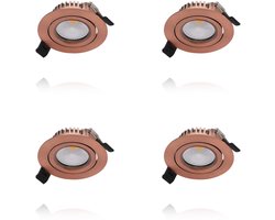 LED Inbouwspots 4 stuks - Downlighters - Slim-fit - 5W - Dimbaar - Warm Wit (3000k) - Koper - 70 Lumen - Exclusief stekker - Energiezuinig - Badkamer - Woonkamer - LED Verlichting