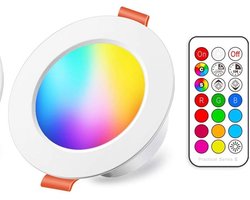 LED Inbouwspots RGBW – Rond Wit – IP44 Badkamer – 230V – 12 Kleuren + Afstandsbediening