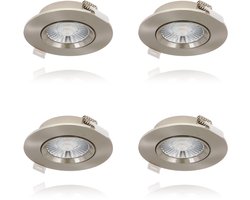 LED Inbouwspots Slim-fit - 6W - Dimbaar - Zilver - 90 Lumen - Zaagmaat 75mm - Bundel 4 stuks
