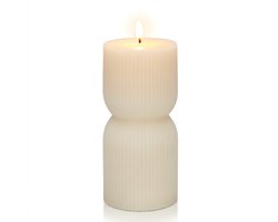 LED Kaars op Batterijen - Flikkerende Vlam - Diner Kaarsen - 18 x 7,5 cm - Beige - YULA Living