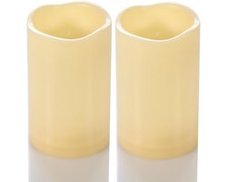 LED Kaarsen - Decoratieve Lampjes - Buiten Decoratie - Waterdicht Plastic Materiaal - 2 stuks 8x13 cm - ivoor