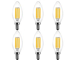 LED Kaarslamp - E14 Lamp Filament Lamp - Sfeerverlichting Creëren - Dimbaar Warm Wit - 6 Watt - Helder Glas