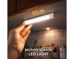 LED Kastverlichting 10 cm met Bewegingssensor – Draadloos, USB Oplaadbaar, Magnetisch – Koud Wit – Onderkast Verlichting voor Keuken, Trap, Hal en Kast