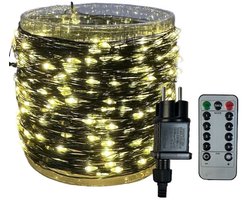 LED Kerstverlichting - Groene Snoer Met Warm Wit Licht - 8 Lichtmodi - Waterdicht - Met Afstandsbediening - Voor Binnen En Buiten - Kerstboom Verlichting - Feestverlichting - Sfeerverlichting - Timerfunctie
