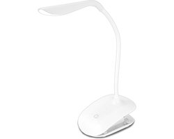 LED Klemlamp - Estoya Denib - 3W - Helder/Koud Wit 5500K - Touch Schakelaar - Dimbaar - Flexibele Arm - Mat Wit - Kunststof