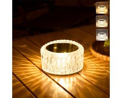 LED Kristal Nachtlampje – Kristal Diamant Tafellamp - Oplaadbaar met 3‑kleur licht - Aanraakbediening - 3 helderheidsniveaus - Sfeerlamp voor Slaapkamer, Woonkamer, Nachtkastje - Decoratieve Binnenlamp - Perfect Cadeau voor Volwassenen en Kinderen