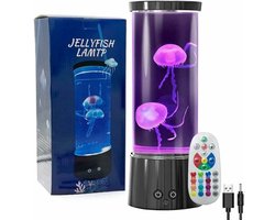 LED Kwallenlamp – 30,5 Cm – Rustgevend Kleurenlicht Met 16 Modus – Voor Slaapkamer En Woondecoratie – Transparant/Zwart Design