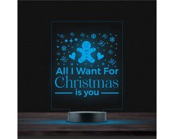 Led Lamp Met Gravering - RGB 7 Kleuren - All I Want For Christmas is You