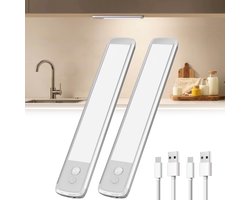 LED-Lamp - USB-C Oplaadbare Technologie - Bewegingssensor 3M 120° + Instelbare Dimfunctie 5 Niveaus - 2 Stuks - Voor Kasten Trappen Gangen Zwart