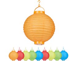 LED lampions - 10 stuks - Ø 20 cm - op batterijen - binnen - buiten - ophangen - papier